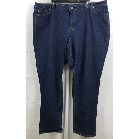 Ashley Stewart Denim Jeans Women Plus 26W Dark Blue Stretch Cotton Straight Leg - Picture 9 of 12